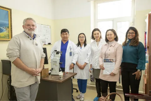 Group of people facing camera at the National Cancer Council Mongolia
