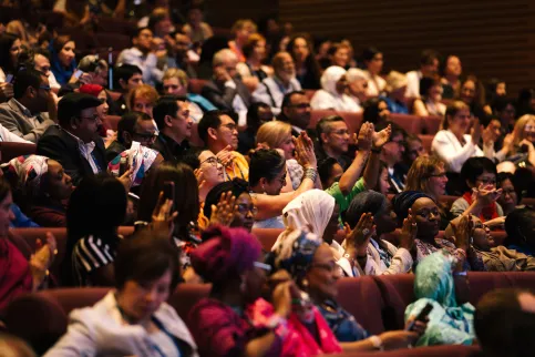 Seated crowd at an award ceremony