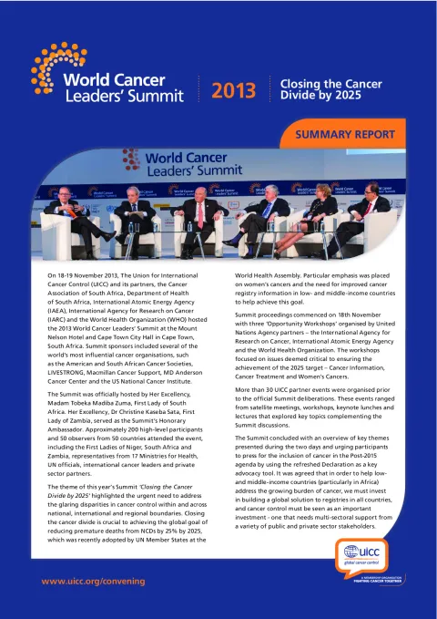 Summary Reports of the 2013 WCLS and UICC Partner Events